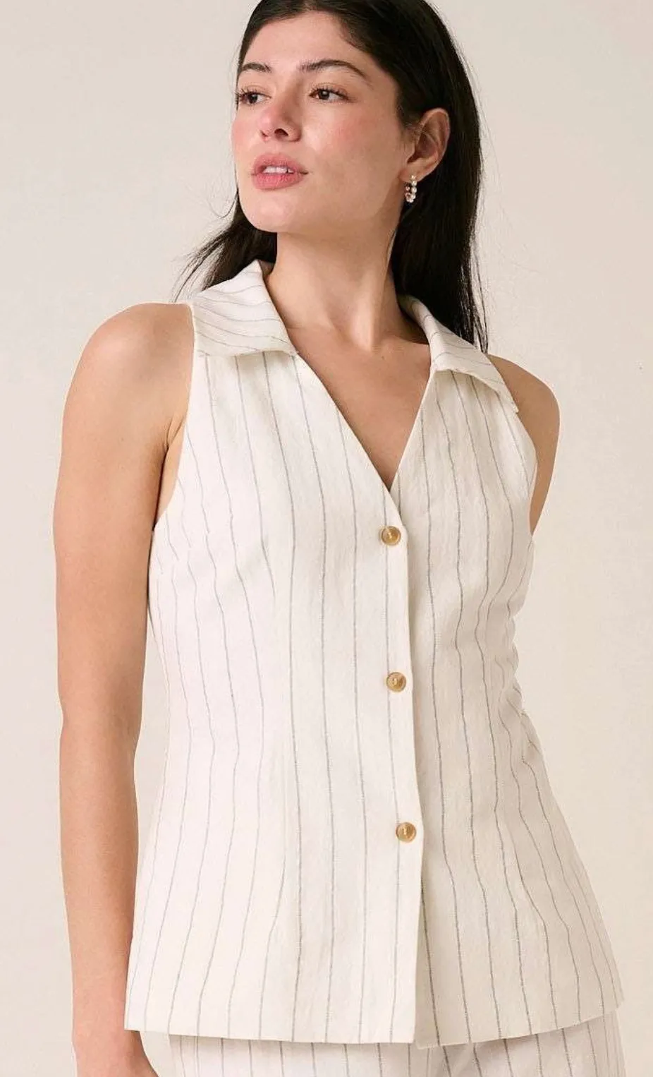 Alex Pinstripe Vest in White