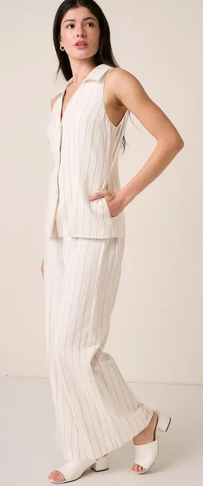 Alex Pinstripe Vest in White