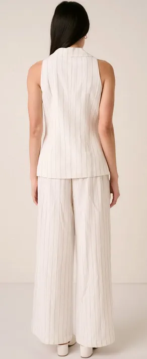 Alex Pinstripe Vest in White