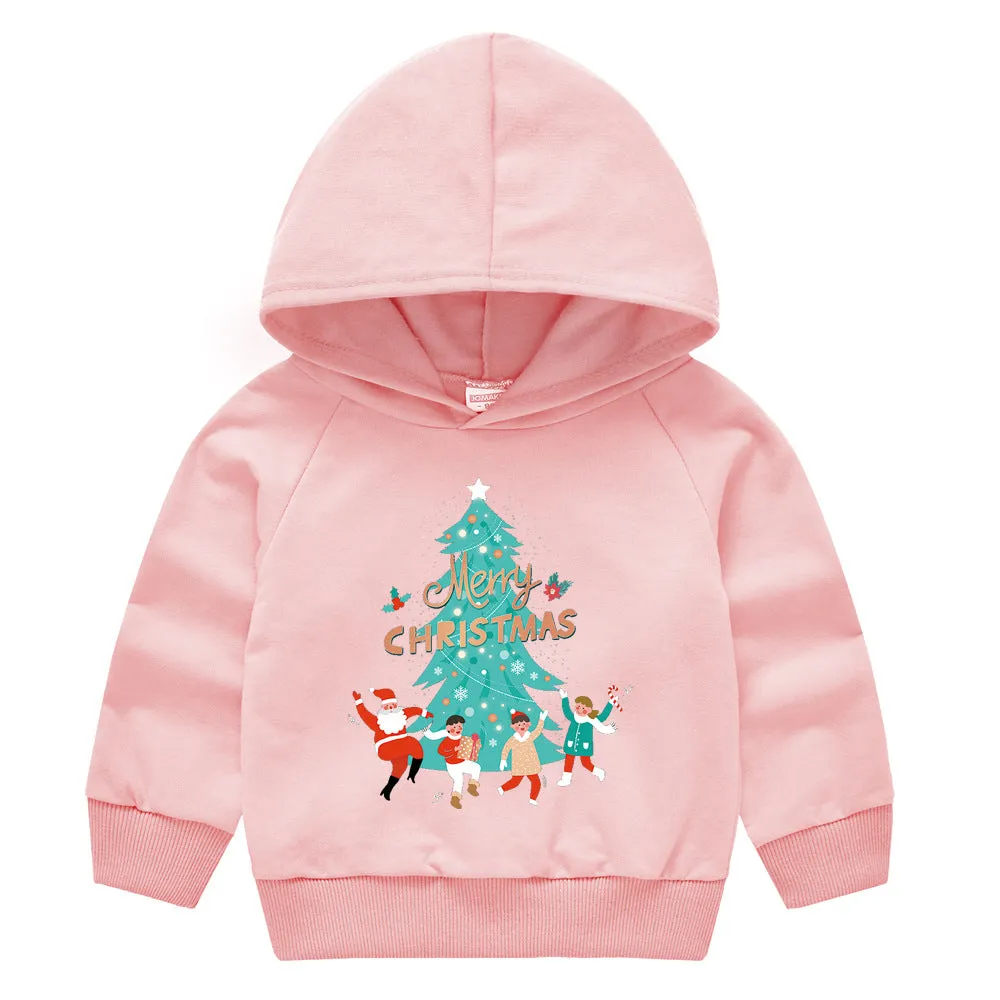 Baby Kid Girls Boys Letters Cartoon Print Christmas Hoodies Sweatshirts Wholesale 23112802