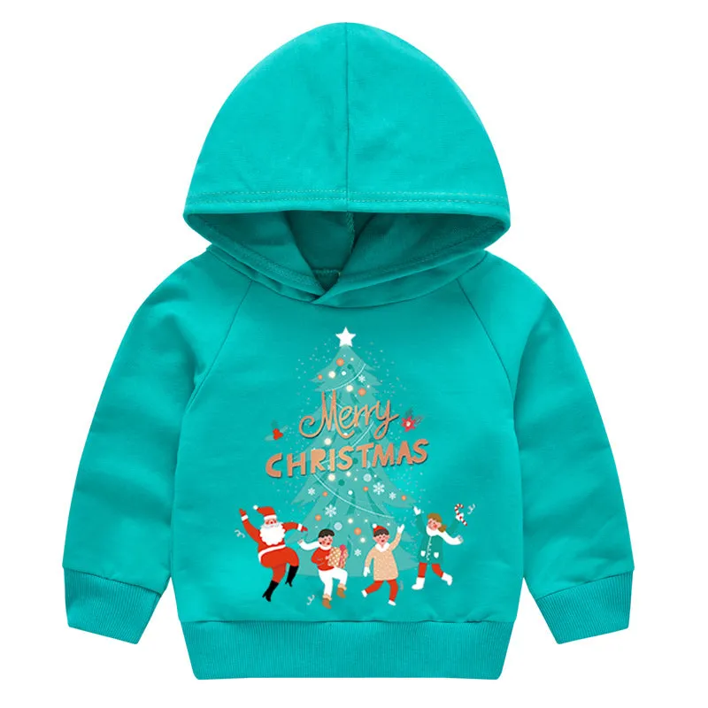 Baby Kid Girls Boys Letters Cartoon Print Christmas Hoodies Sweatshirts Wholesale 23112802