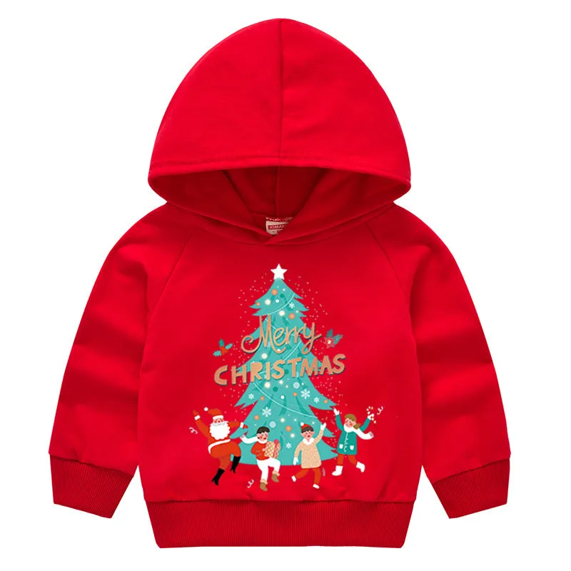 Baby Kid Girls Boys Letters Cartoon Print Christmas Hoodies Sweatshirts Wholesale 23112802