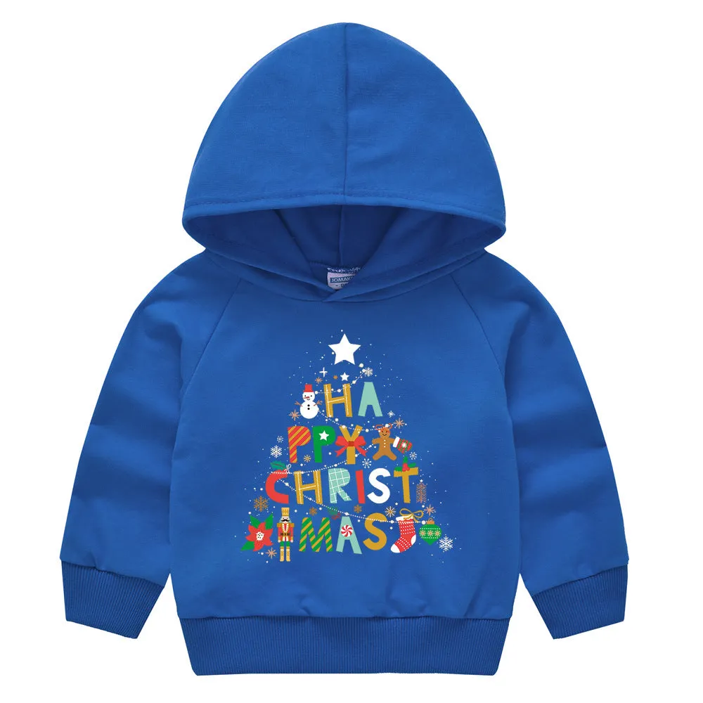 Baby Kid Girls Boys Letters Cartoon Print Christmas Hoodies Sweatshirts Wholesale 23112802