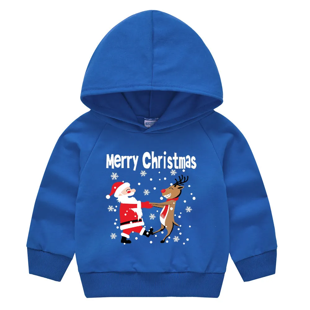 Baby Kid Girls Boys Letters Cartoon Print Christmas Hoodies Sweatshirts Wholesale 23112802