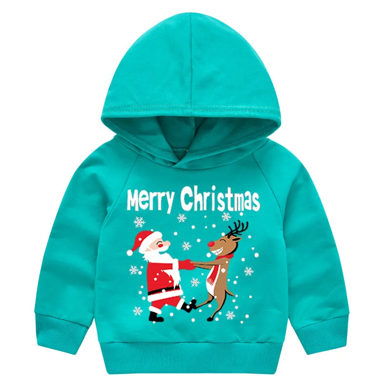 Baby Kid Girls Boys Letters Cartoon Print Christmas Hoodies Sweatshirts Wholesale 23112802