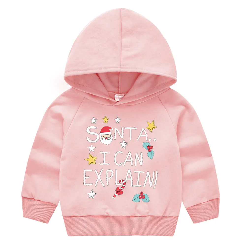 Baby Kid Girls Boys Letters Cartoon Print Christmas Hoodies Sweatshirts Wholesale 23112802