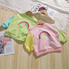 Baby Kid Unisex Color-blocking Rainbow Hoodies Sweatshirts