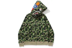 BAPE ABC CAMO SHARK FULL ZIP HOODIE GREEN