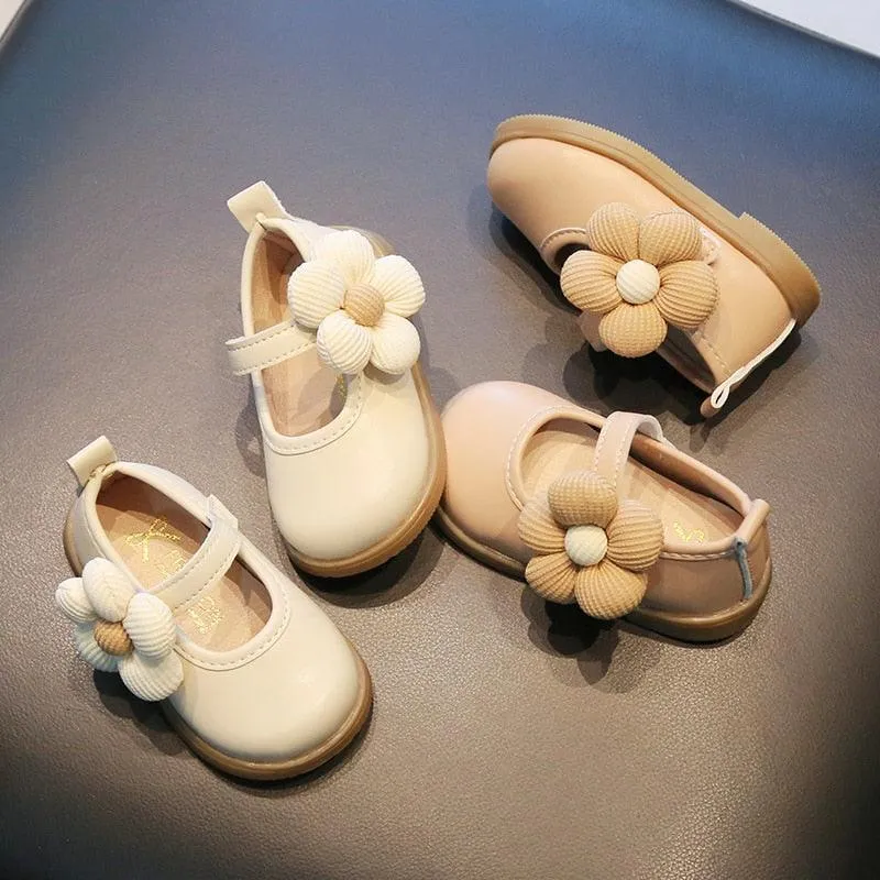 Beautiful Flower Toddler Leather Casual Shoes for Baby Girls (TH338)