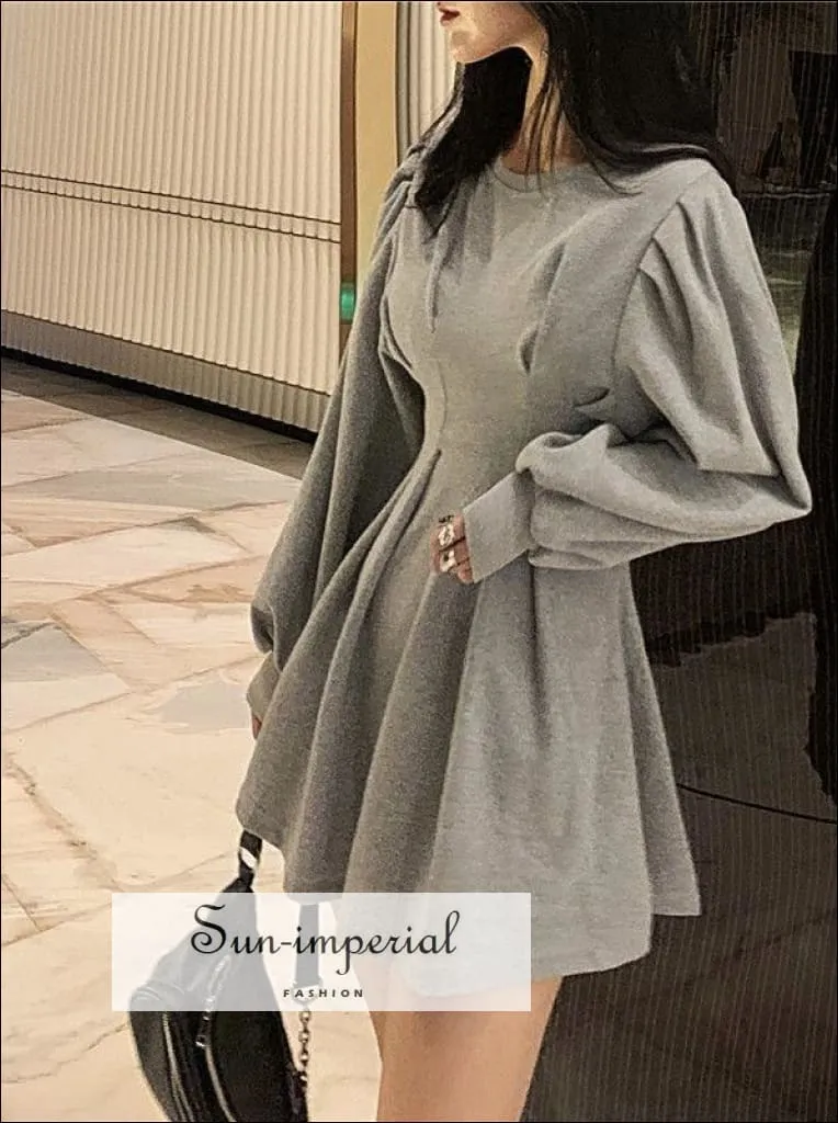 Black Lantern Long Sleeve A- Line O Neck Casual Mini Dress