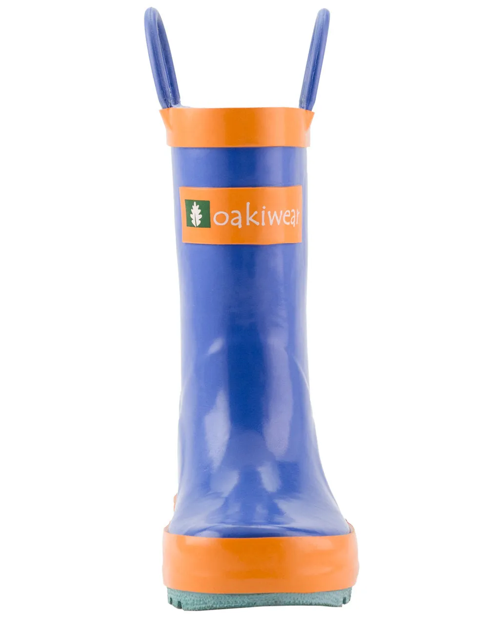 Blue, Orange & Aqua Loop Handle Rubber Rain Boots