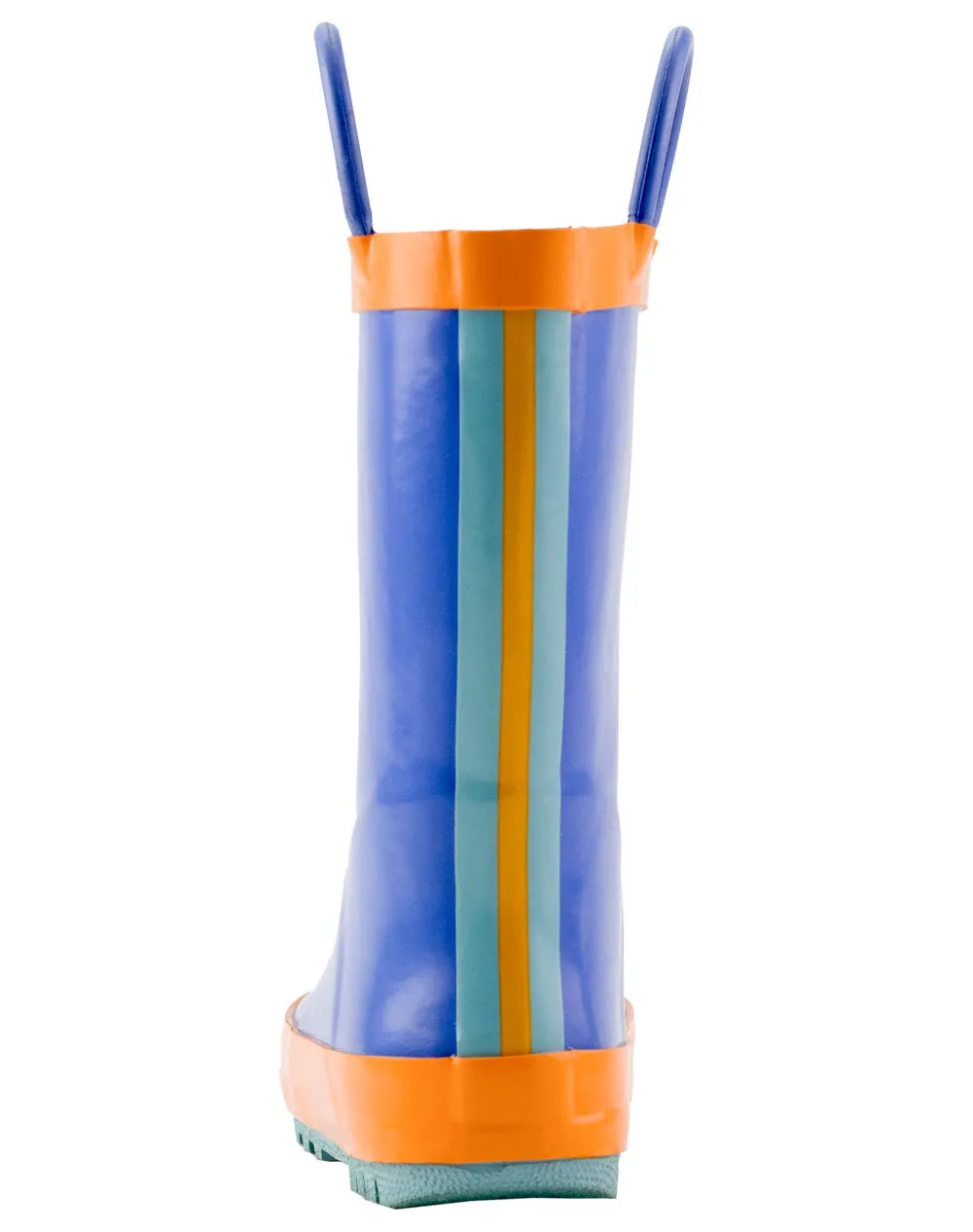 Blue, Orange & Aqua Loop Handle Rubber Rain Boots