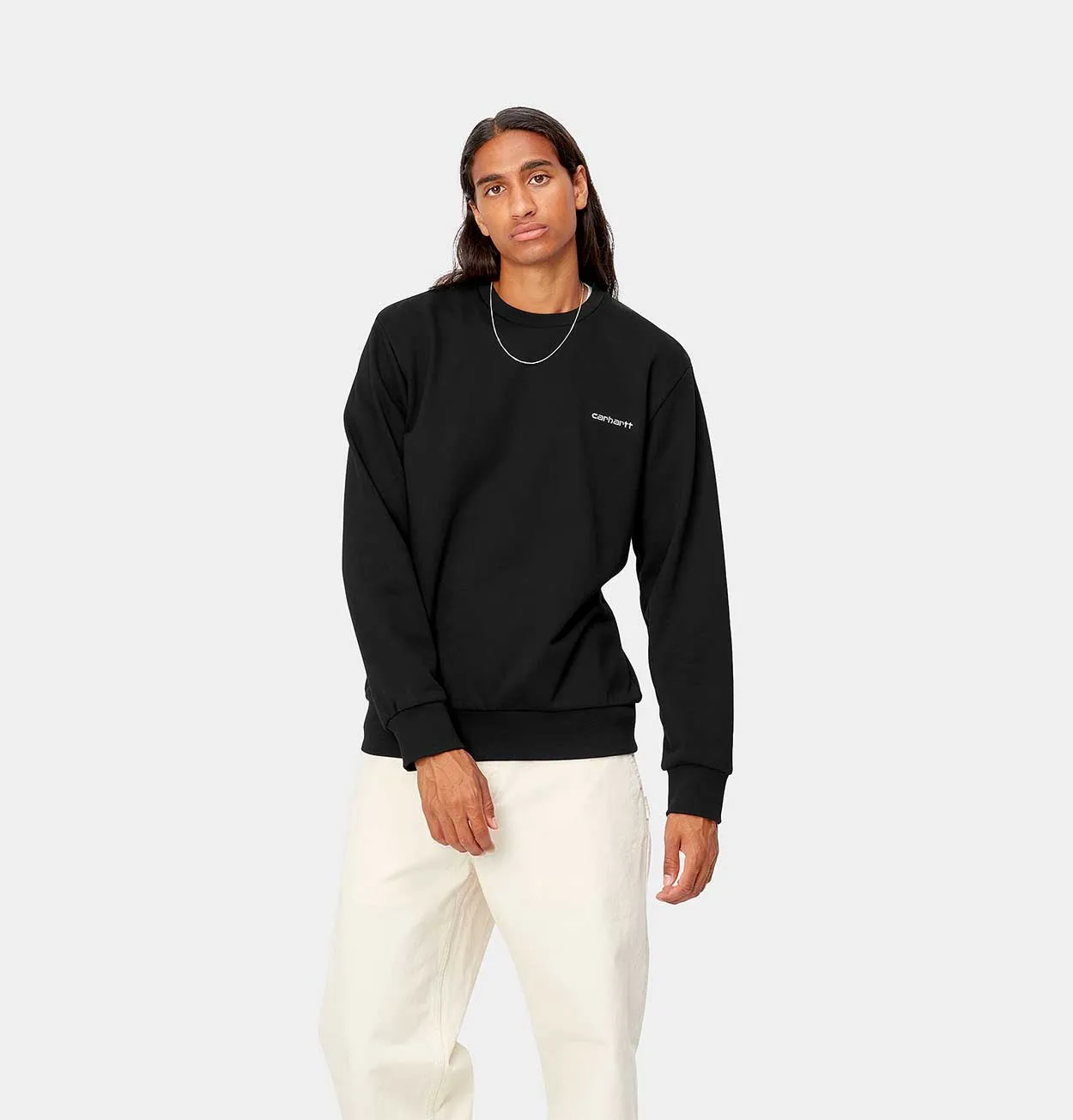 Carhartt WIP Script Embroidery Sweatshirt in Black