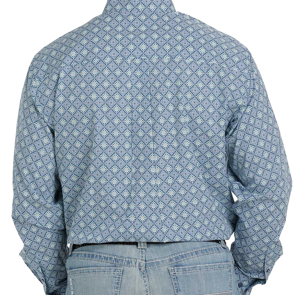 Cinch Jeans Men's Button Down Long Sleeve Shirt - Blue Turquoise Floral