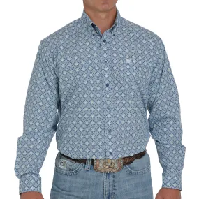 Cinch Jeans Men's Button Down Long Sleeve Shirt - Blue Turquoise Floral