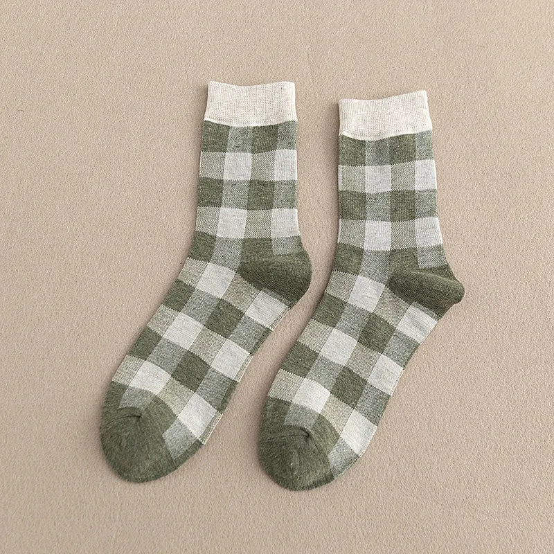 Colorful Plaid Cotton Socks