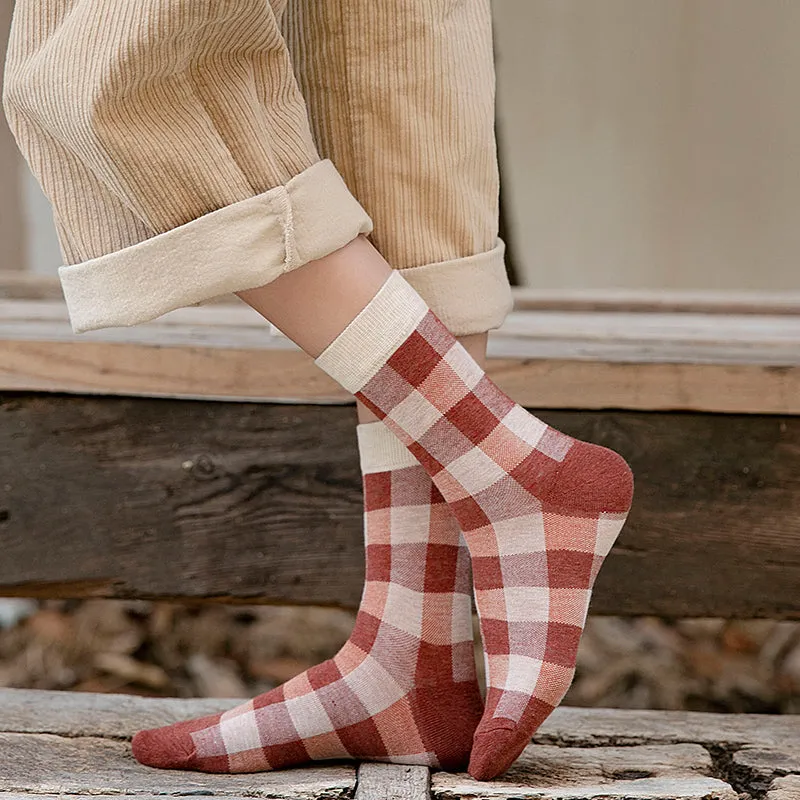 Colorful Plaid Cotton Socks