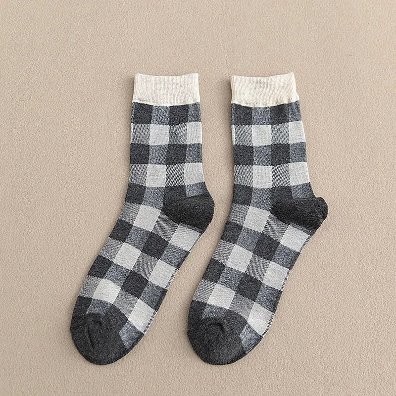 Colorful Plaid Cotton Socks