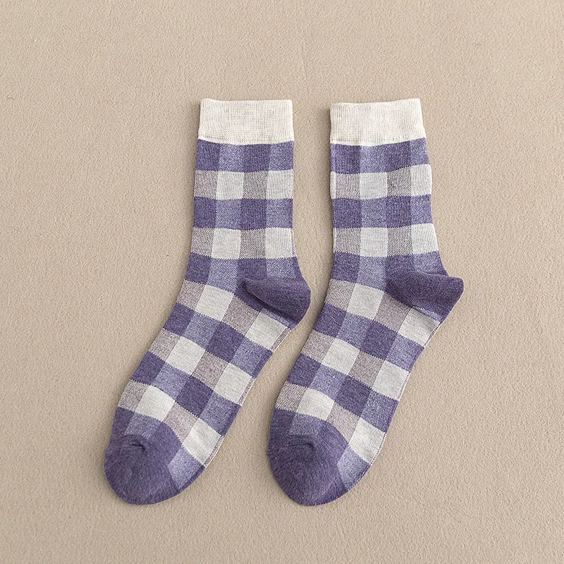 Colorful Plaid Cotton Socks