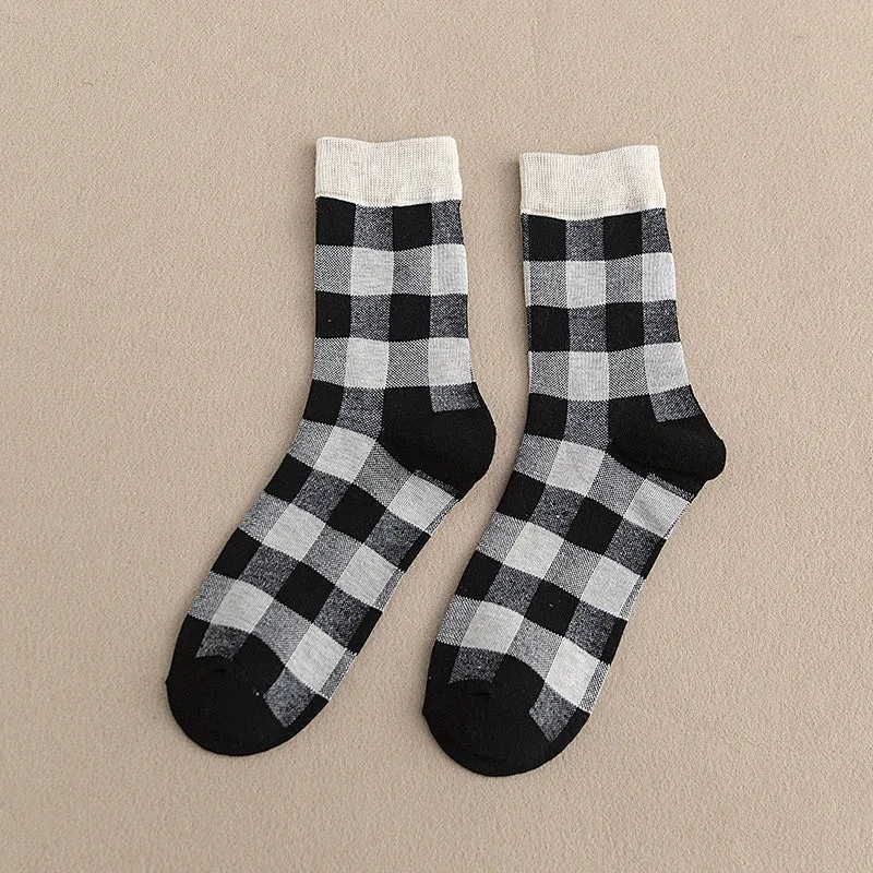 Colorful Plaid Cotton Socks