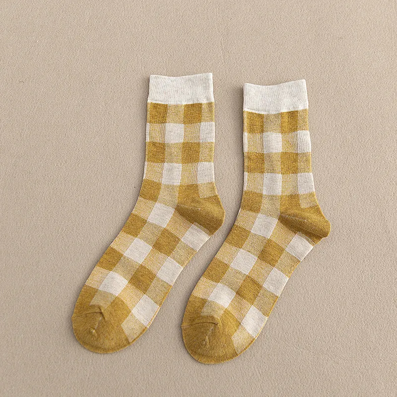 Colorful Plaid Cotton Socks