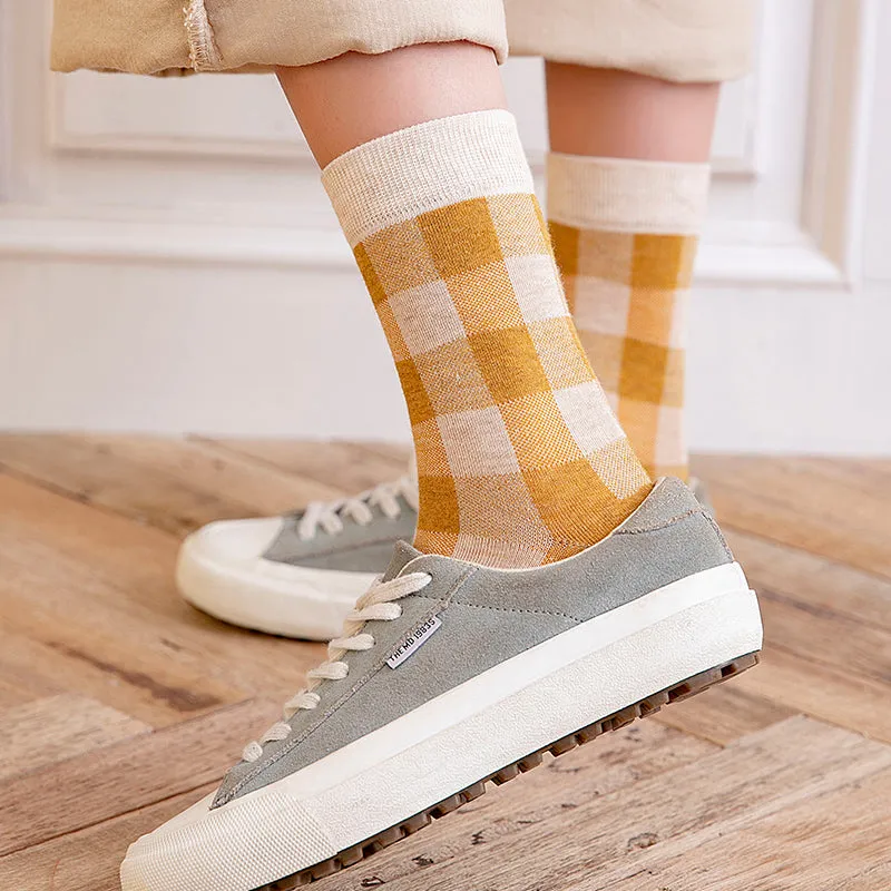 Colorful Plaid Cotton Socks