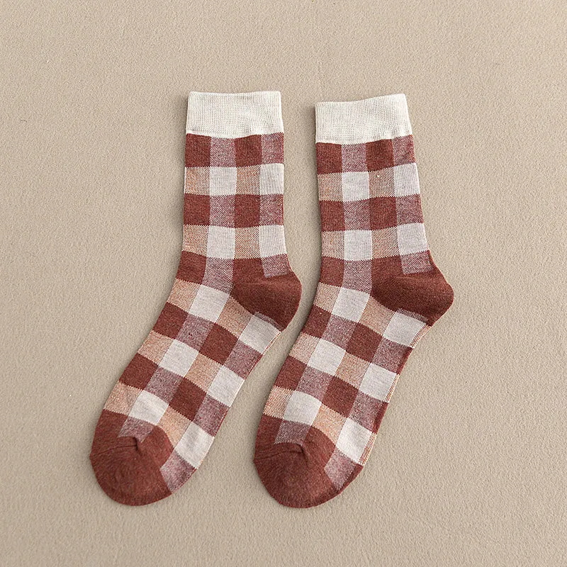 Colorful Plaid Cotton Socks