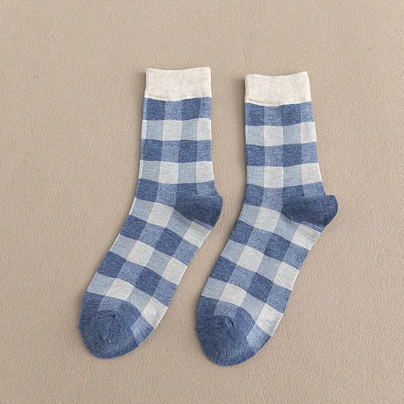 Colorful Plaid Cotton Socks