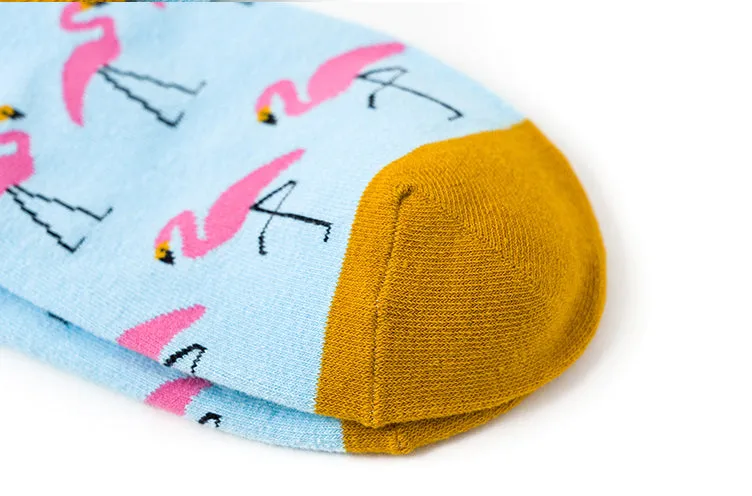 Crew Socks | Funky Socks - Flamingo (Aqua)