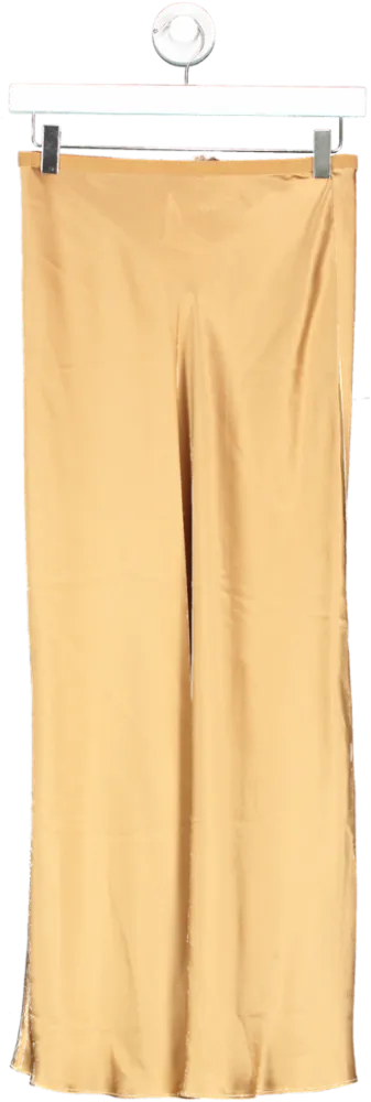 Divine Heritage Brown Satin Midi Skirt UK S