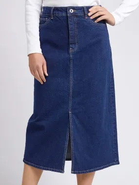 ELM ELOISE DENIM MIDI SKIRT