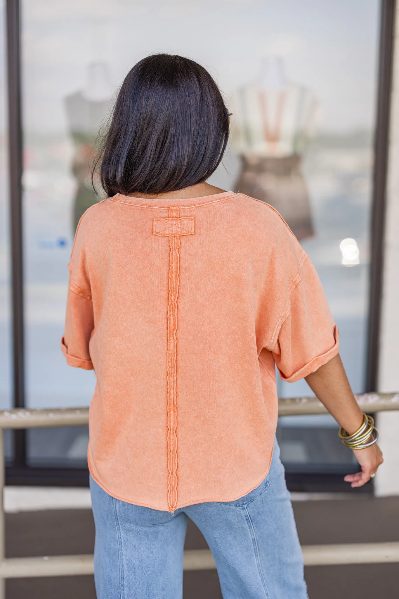 Everyday Casual Washed Orange Top