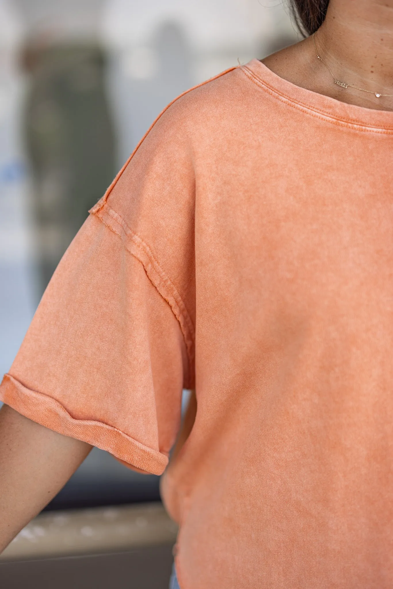 Everyday Casual Washed Orange Top