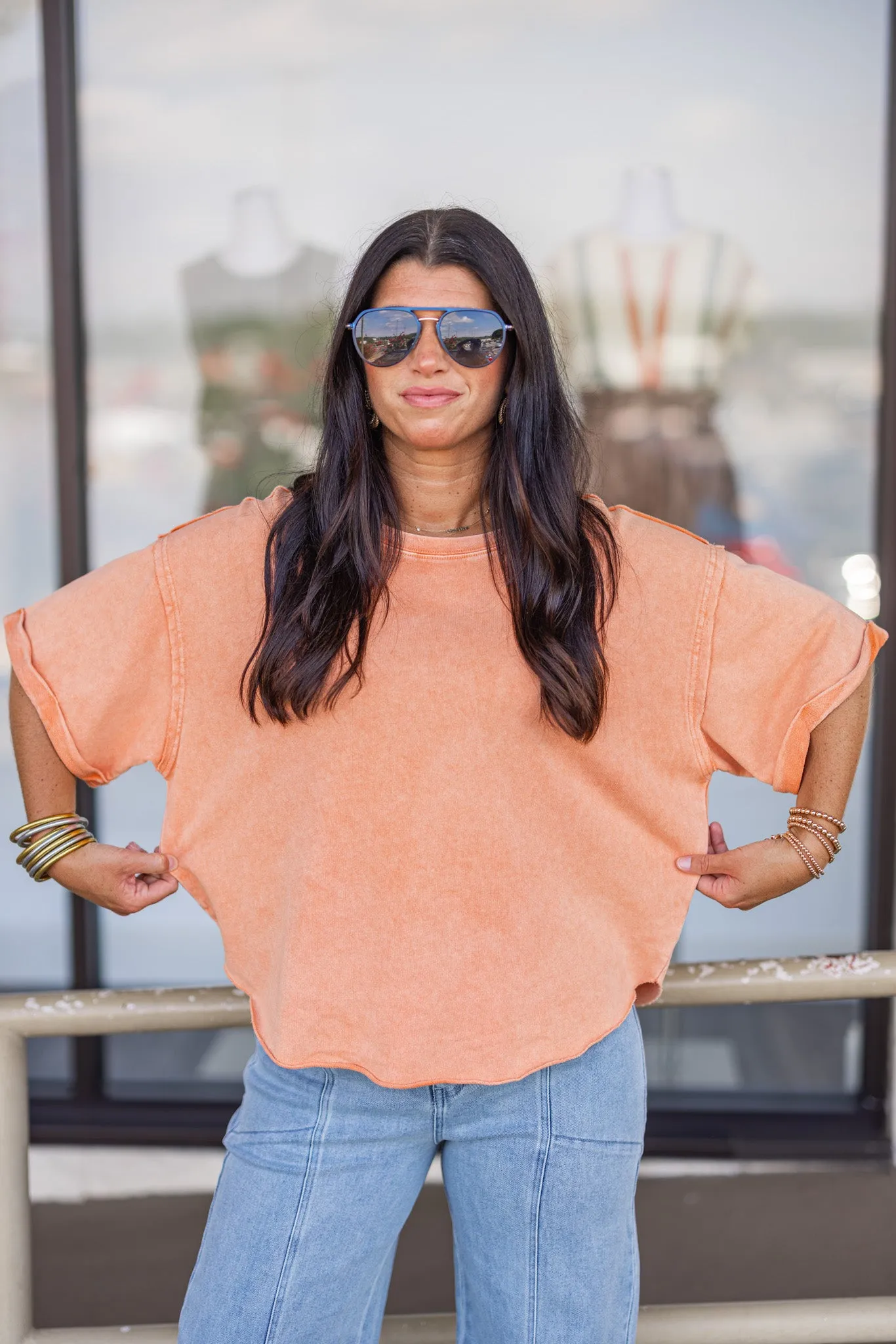 Everyday Casual Washed Orange Top