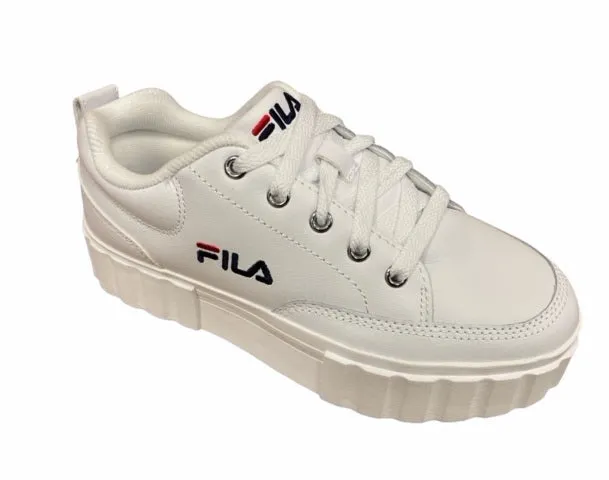 Fila women's leather wedge sneakers shoe Sandblast 1011035.1FG white