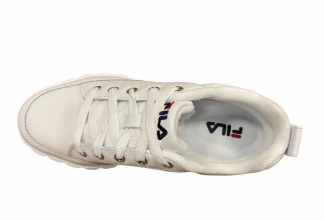 Fila women's leather wedge sneakers shoe Sandblast 1011035.1FG white