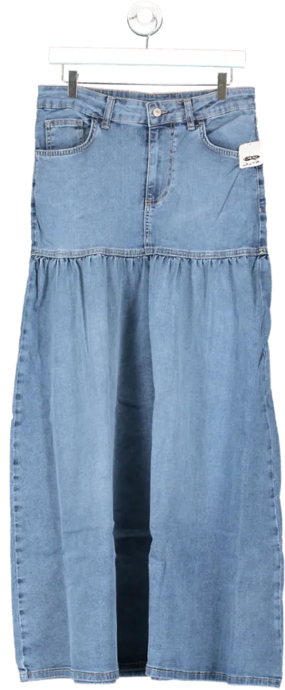 Free People Blue Jordan Denim Maxi Skirt UK 10