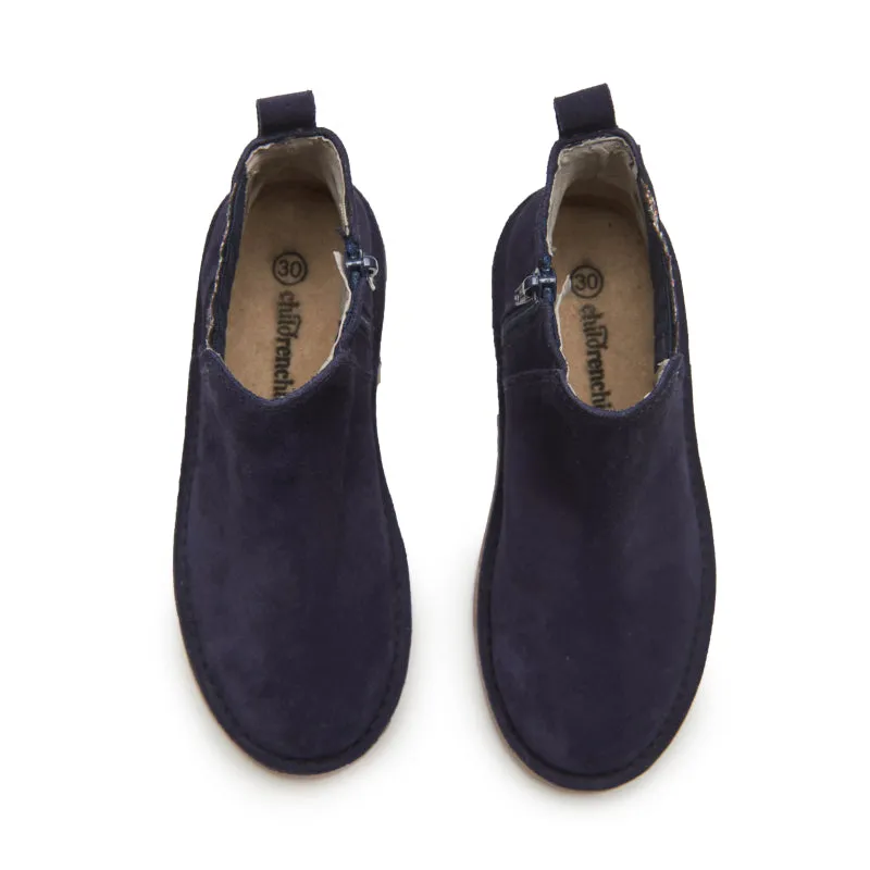 Glitter and Suede Chelsea Boots in Navy Multi