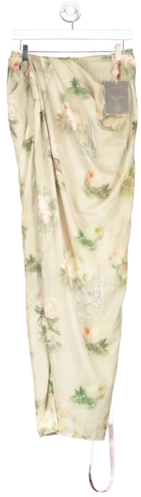 House of CB Green Vesper Vintage Floral Print Stretch Maxi Skirt UK M