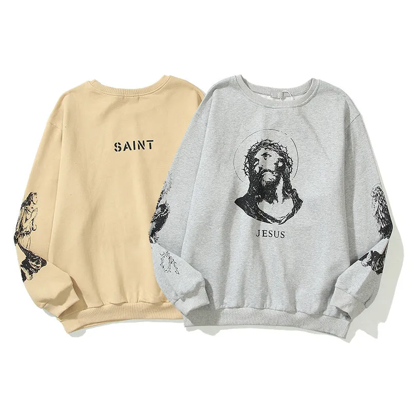 Jesus Print Cotton  Kanye West Essential Sweatshirts