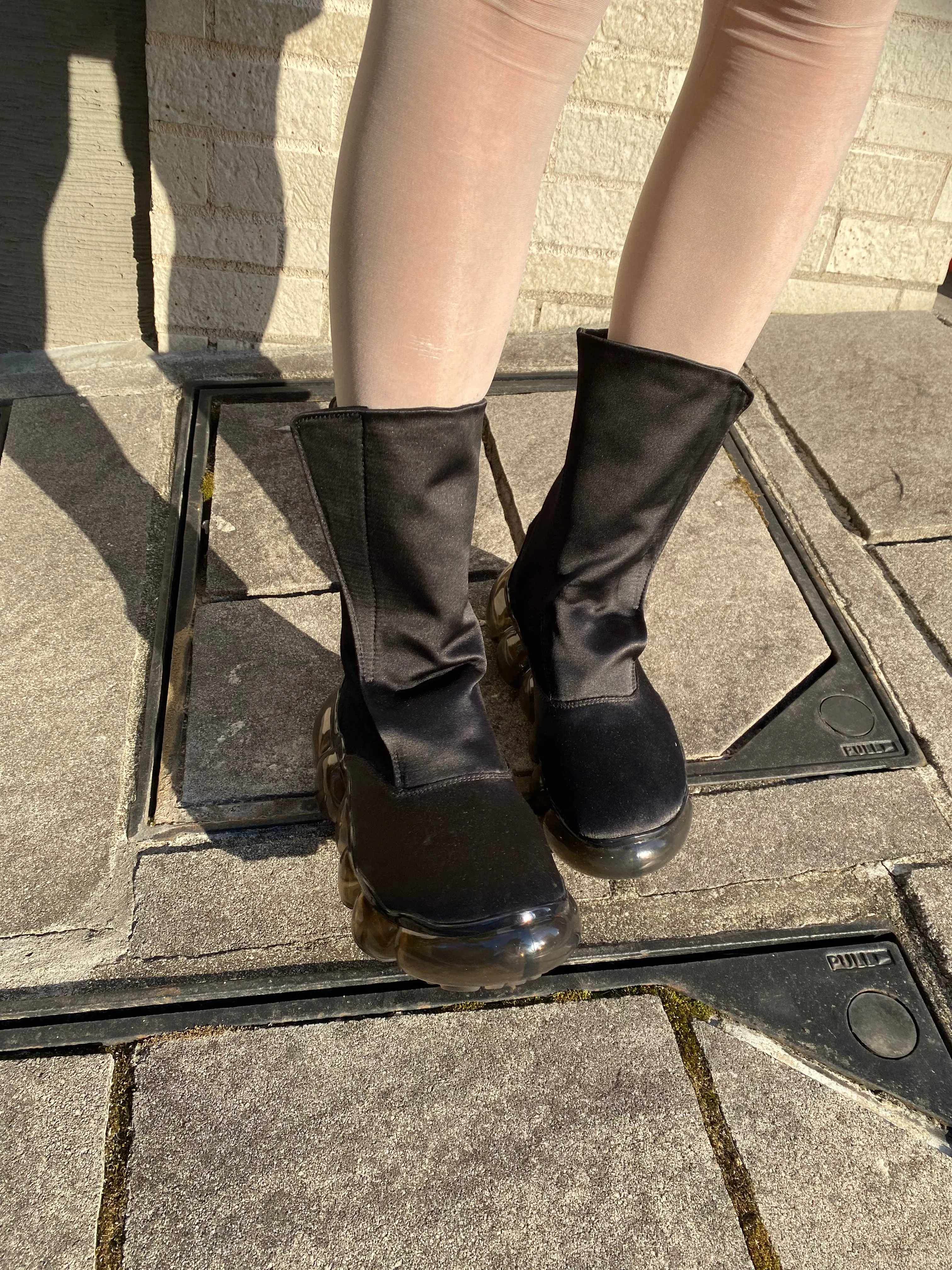 “Jewelry" Satin Boots / Black