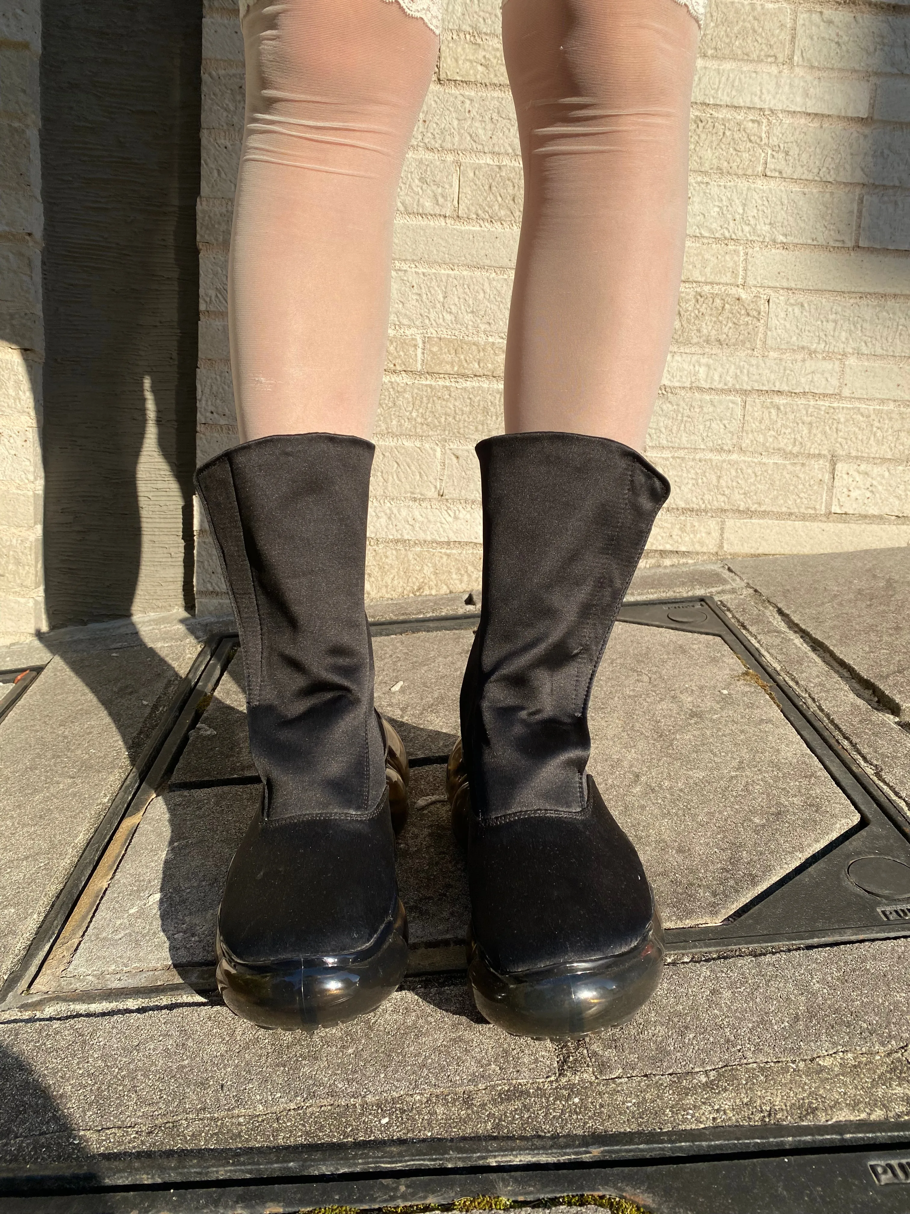 “Jewelry" Satin Boots / Black