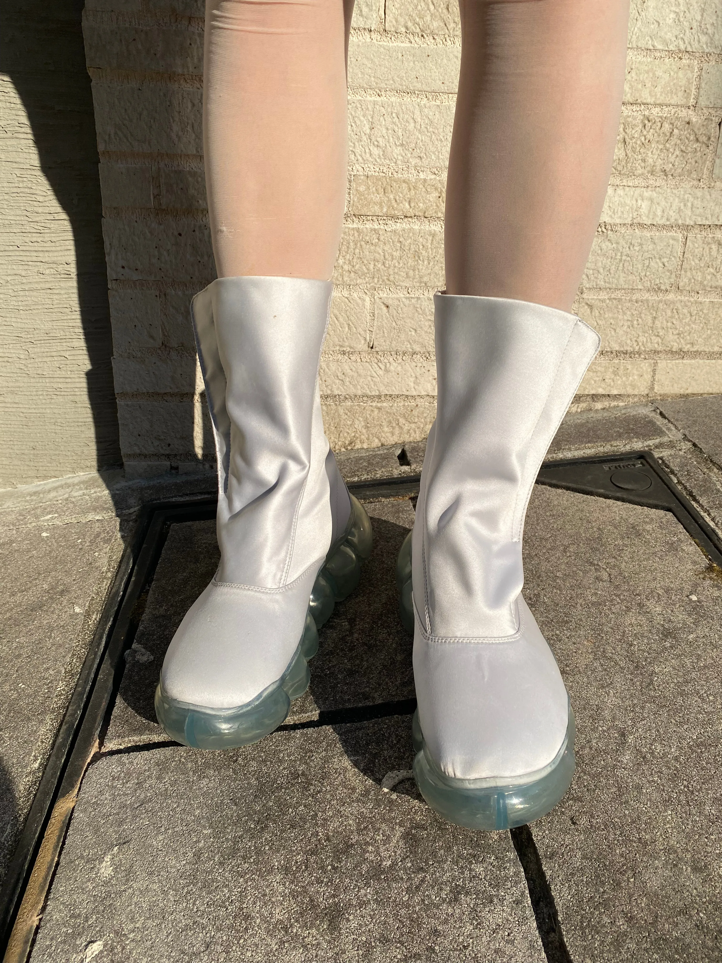 “Jewelry" Satin Boots / IceGray