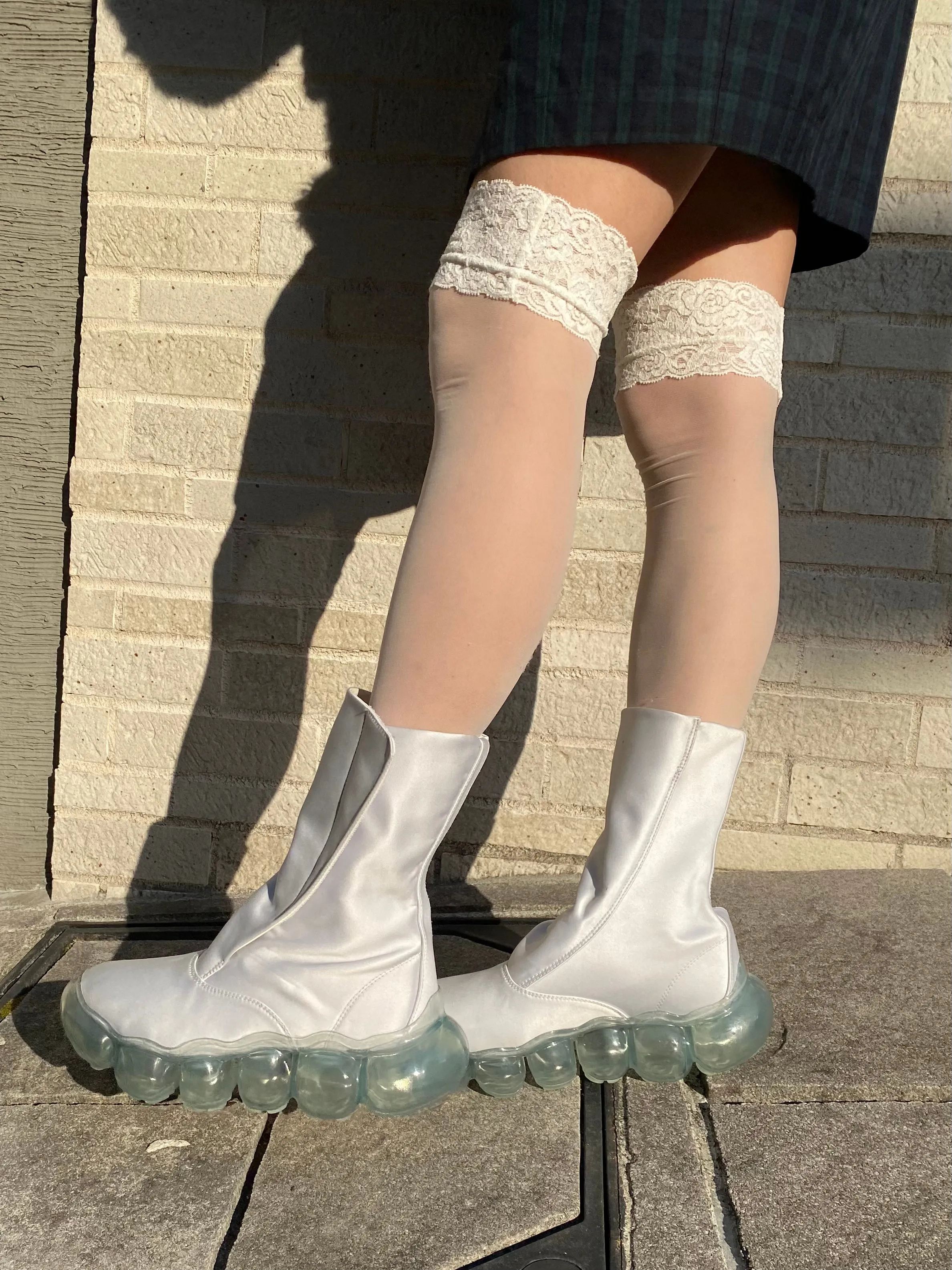 “Jewelry" Satin Boots / IceGray