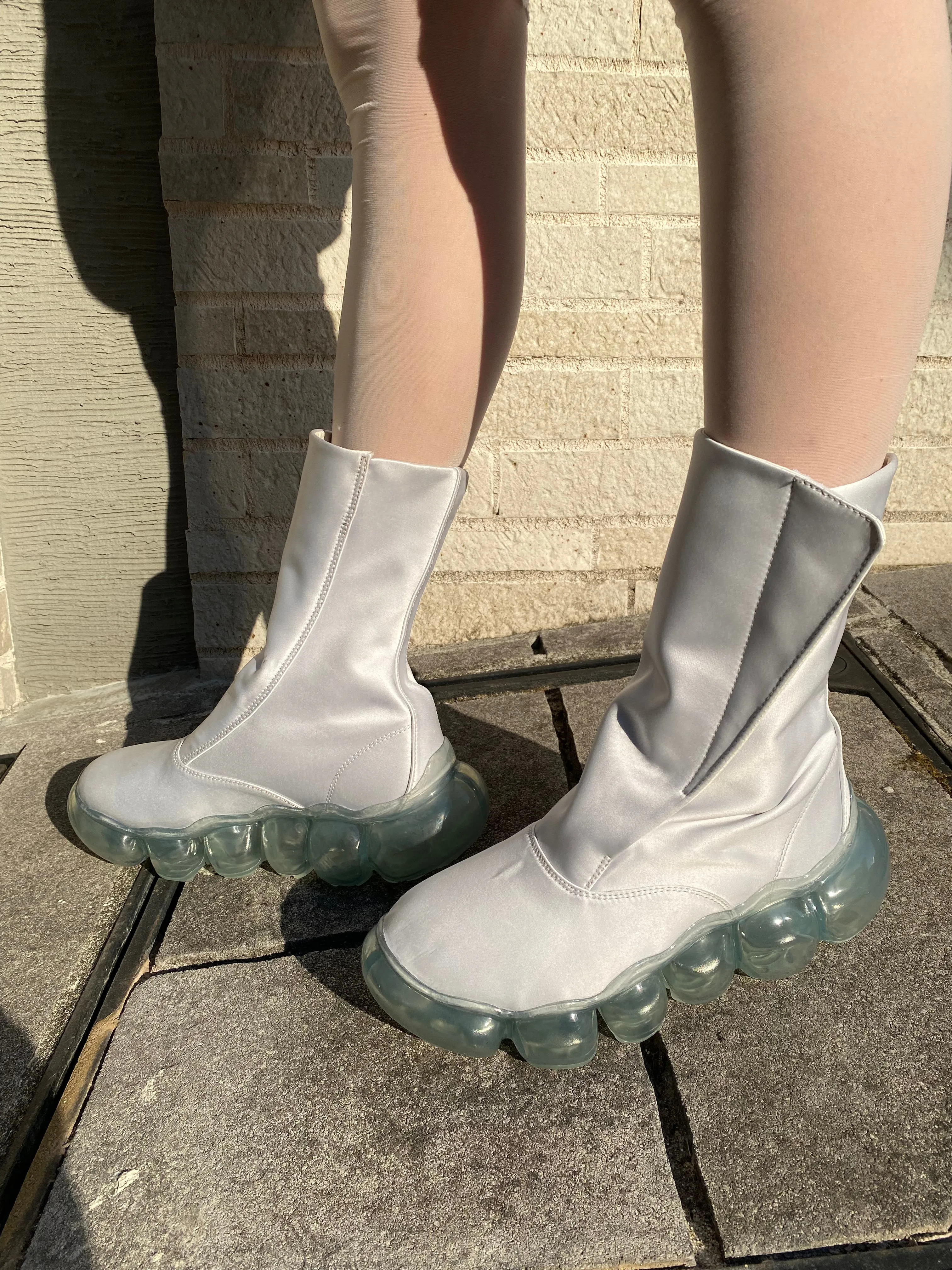 “Jewelry" Satin Boots / IceGray