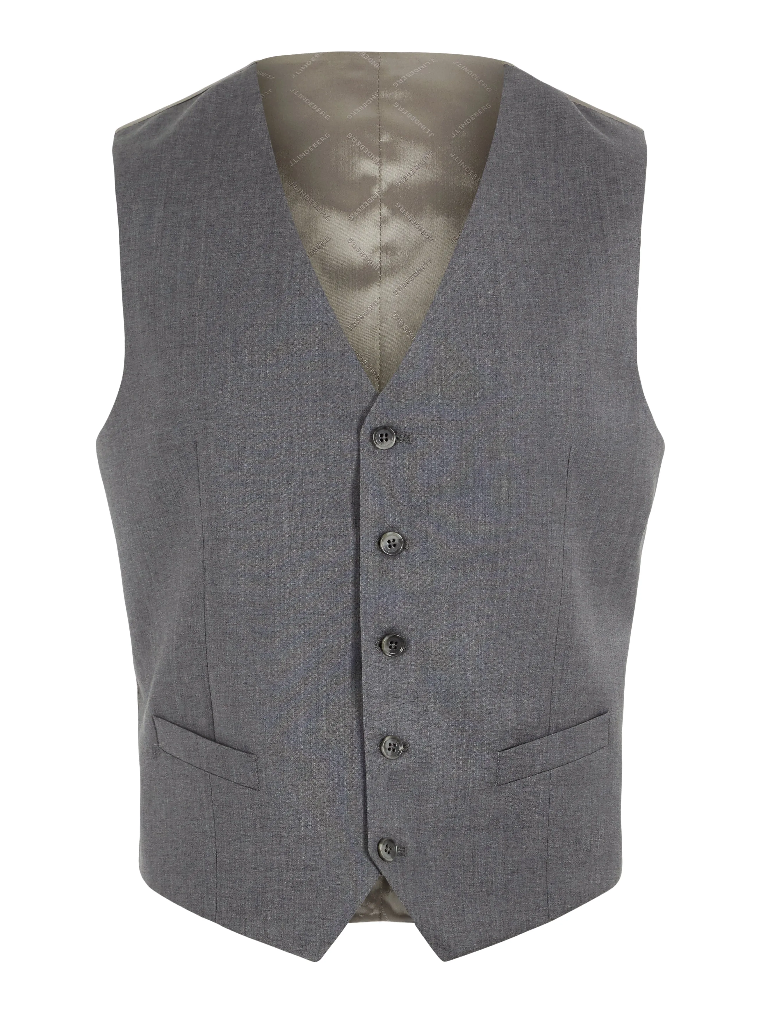 J.Lindeberg Mens Justin Comfort Wool Vest - STONE GREY