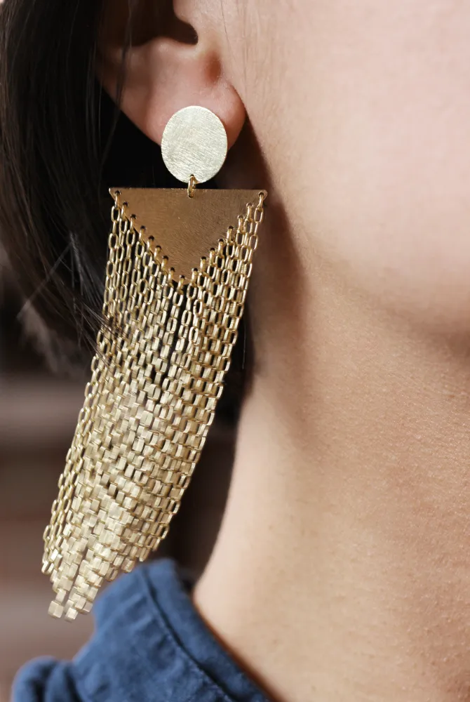 Kayly Statement Geometric Fringe Earrings