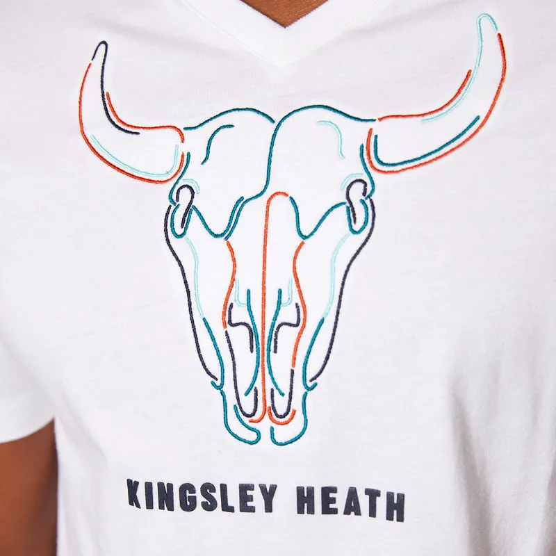 Kingsley Skull V-Neck Tee Pelican