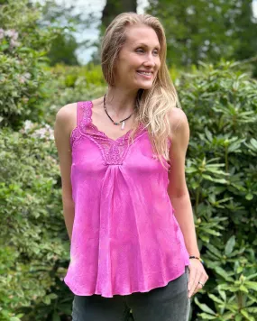 Lace Trim Camisole - Fuchsia