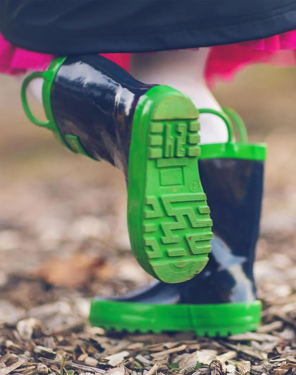 Loop Handle Boots, Navy & Green (Adult)